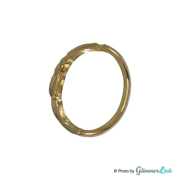 Vintage Gold Tone Hinged Ribbed Bangle Clamper Bracelet - Picture 6 of 10